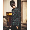 TE807WSCP Fashion men’s thicken checks embroidery trendy shirt