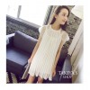 TE8229HMY Lace shoulder splicing accordion chiffon dress