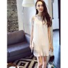 TE8229HMY Lace shoulder splicing accordion chiffon dress