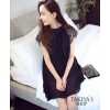 TE8229HMY Lace shoulder splicing accordion chiffon dress