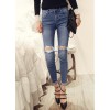 TE8252XXFS Korean street fashion slim holes pencil jeans