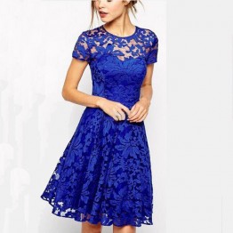 TE8713EQFS Hot sale Europe fashion round neck lace dress