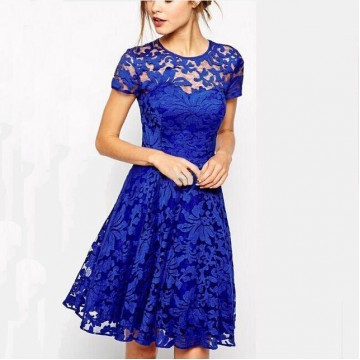 TE8713EQFS Hot sale Europe fashion round neck lace dress