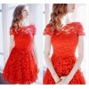 TE8713EQFS Hot sale Europe fashion round neck lace dress