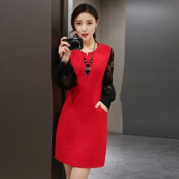 TE8835YZX Spring fashion grenadine sleeve slim dress