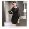 TE8835YZX Spring fashion grenadine sleeve slim dress
