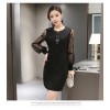 TE8835YZX Spring fashion grenadine sleeve slim dress