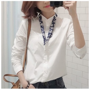 TE8021OYH New style half collar bow tie white shirt