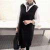 TE8850YLG Preppy style v-neck sleeveless pullover knitting dress