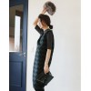 TE8935HYG Korean spring fashion contract color v-neck woolen sleeveless dress