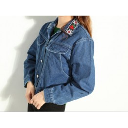 TE9013PPNZ Vintage embroidery collar denim jacket