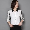 TE9071YFND Korean style stripes sleeve slim blouse