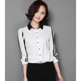 TE9071YFND Korean style stripes sleeve slim blouse