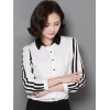 TE9071YFND Korean style stripes sleeve slim blouse