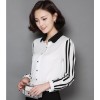 TE9071YFND Korean style stripes sleeve slim blouse