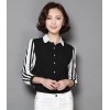 TE9071YFND Korean style stripes sleeve slim blouse