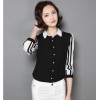 TE9071YFND Korean style stripes sleeve slim blouse