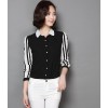 TE9071YFND Korean style stripes sleeve slim blouse