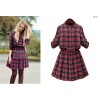 TE9360MG Europe fashion plus size checks slim waist dress