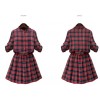 TE9360MG Europe fashion plus size checks slim waist dress