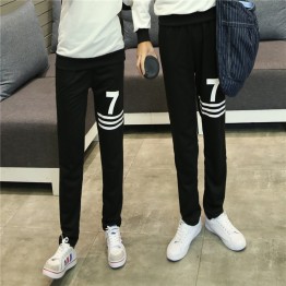 TE9600CYG Joker number 7 print casual couple pants