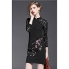 TE9641LLYG New style chinese collar lace splicing plum blossom print dress