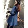 TE9811PPNZ Korean fashion lapel flouncing denim dress