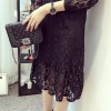 TE9882WDSD Plus size slim hollow out tassel long sleeve lace dress