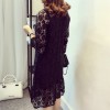 TE9882WDSD Plus size slim hollow out tassel long sleeve lace dress