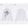 TE9958HYS Slim vintage embroidery Korean style white shirt