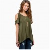 TEB283FPFS Off shoulder v-neck fishtail t-shirt