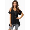 TEB283FPFS Off shoulder v-neck fishtail t-shirt