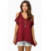 TEB283FPFS Off shoulder v-neck fishtail t-shirt