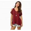 TEB283FPFS Off shoulder v-neck fishtail t-shirt