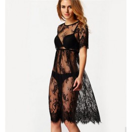 TE0882DNFS Hot sale transparent lace swimsuit smock dress