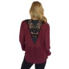 TE0886DNFS Hot sale lace back chiffon splicing cross pure color joker shirt