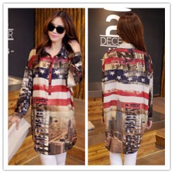 TE1278GJWL Loose large size positioning print joker shirt