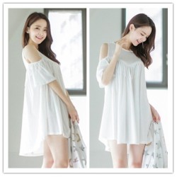 TE1450GJWL Combed cotton fashion loose comfortable off shoulder tassel dress