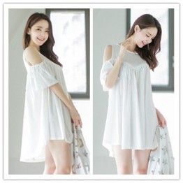 TE1450GJWL Combed cotton fashion loose comfortable off shoulder tassel dress