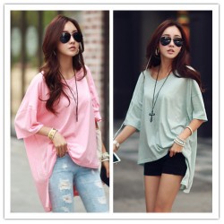 TE1282GJWL Fashion loose comfortable irregular joker long t-shirt