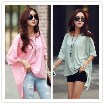 TE1282GJWL Fashion loose comfortable irregular joker long t-shirt