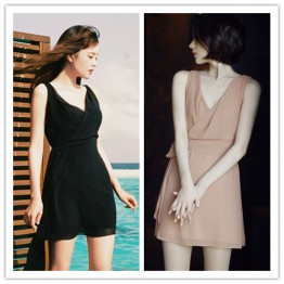 TE1291GJWL Korean fashion elegant temperament slim waist belt dress