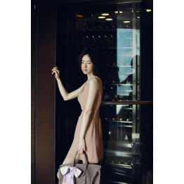 TE1291GJWL Korean fashion elegant temperament slim waist belt dress