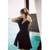 TE1291GJWL Korean fashion elegant temperament slim waist belt dress