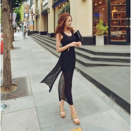 TE2212ALFS Sexy slim slit fake two piece tight hip dress