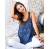 TE2280XYD Letters print arc hem slim sexy sleeveless t-shirt