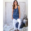 TE2280XYD Letters print arc hem slim sexy sleeveless t-shirt