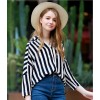 TE3024YZS Europe fashion vertical stripes v neck joker shirt