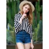 TE3024YZS Europe fashion vertical stripes v neck joker shirt