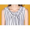 TE3025YZS Blue and white stripes bowknot preppy style fresh flouncing hem dress